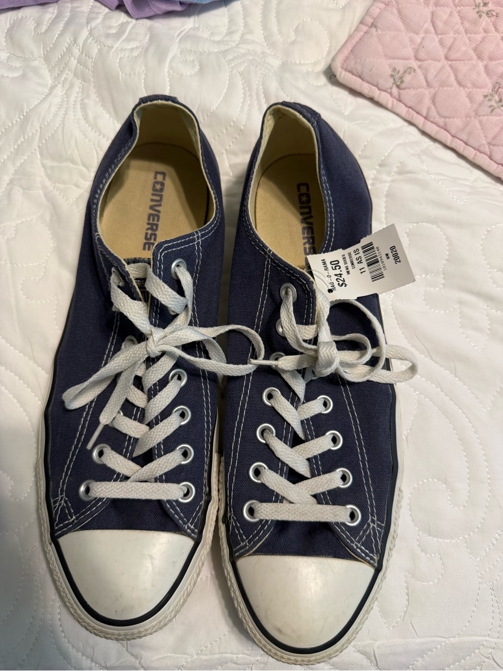 Converse Navy and White Low-Top Canvas Sneakers